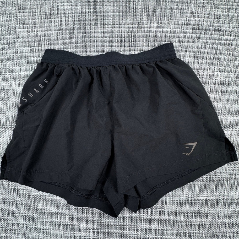 Gymshark Mens Lined Running Training Shorts Black Small Drawstring Athletic